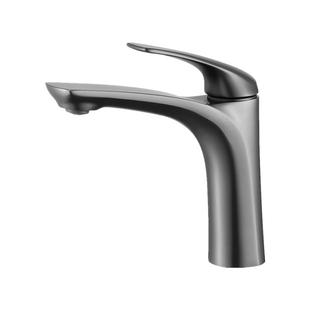 德国全铜枪灰色冷热水面盆龙头浴室洗脸盆卫生间台下盆黑色水龙头