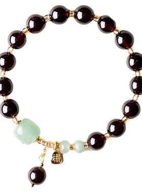 石榴石手串东陵玉桶珠东陵玉算盘珠