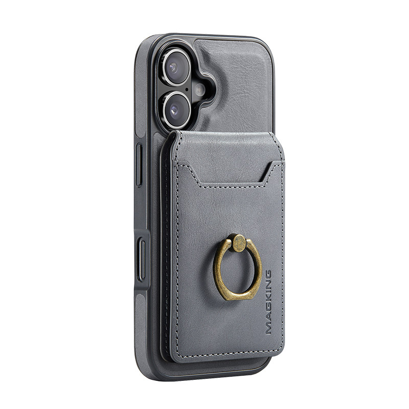 皮革magsafe磁吸卡包卡夹指环扣防盗刷多卡位适用苹果iphone17/air/16/15pro/14plus/13/12pro max手机壳卡套
