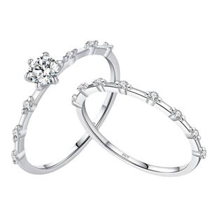 MODIAN摩典莫桑钻S925纯银精致小巧闪钻戒指女ins百搭叠戴风指环