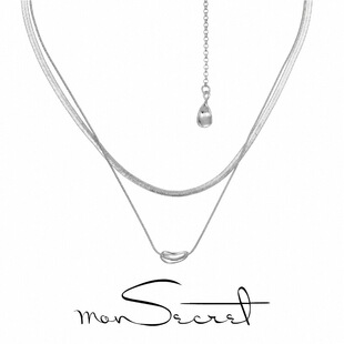 MONSECRET定格项链轻奢小众设计感通勤蛇骨链配饰秋冬节日礼物女