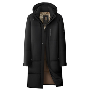 狄斯仑长款羽绒服男士高端2025冬季新款中年商务休闲保暖连帽外套