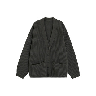 HVIVI 松弛感粗毛线廓形大毛衣秋冬中长款宽松休闲加厚开衫外套