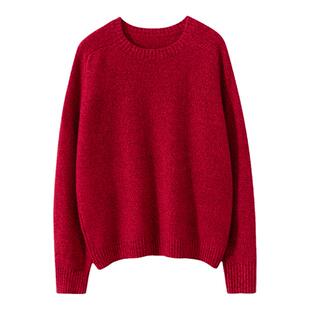 细节见品味~圆领100纯山羊绒女马鞍肩加厚花纱针织衫秋冬套头毛衣