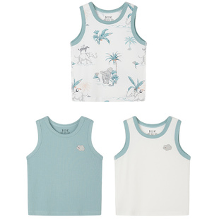 ibaby【小银盾】儿童背心3件套男女宝宝家居服无袖吊带上衣夏打底