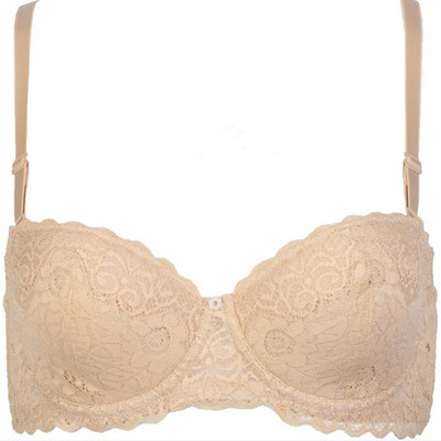 四季纯色半杯两排扣内衣大胸显小