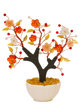 麦玲玲吉庆堂好运朵朵开-十全十美桃花树纳福财源广进开业礼摆件