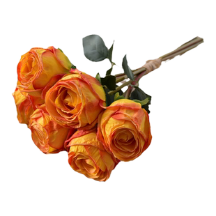 法式焦边仿真玫瑰花油画牡丹花假花干花复古客厅餐桌花装饰花插花