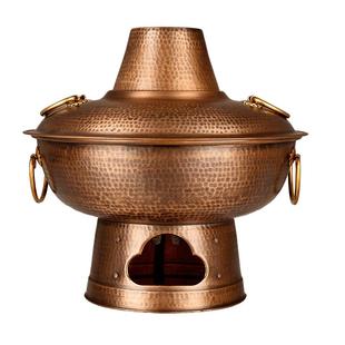 紫铜火锅纯铜锅老式传统炭火涮肉手工家用紫铜碳锅复古商用鸳鸯锅