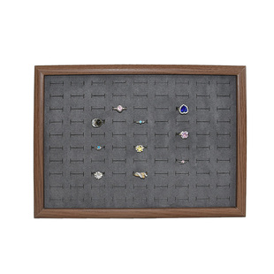 复古胡桃色看货盘实木戒指收纳盒桌面耳钉耳环陈列摆摊饰品展示架