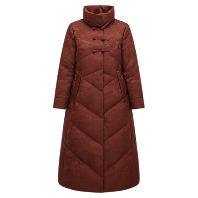 齐黛新中式鹅绒服女中长款2025冬新款加厚保暖过膝妈妈羽绒服外套