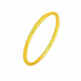 正品9999足金包银古法传承黄金手镯素圈镯子女实心水贝手环送女友