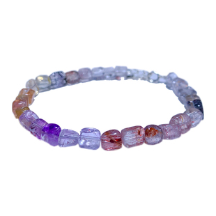 天然超七随形单圈水晶手链黑加仑紫发晶三轮骨干金草莓饰品礼物女