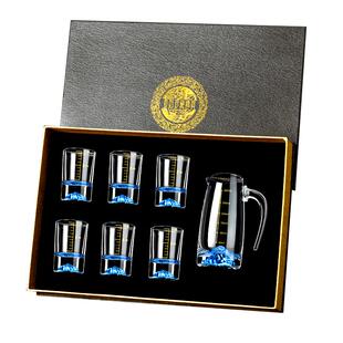 中式金箔金山二两白酒杯轻奢高档一两小烈酒杯子玻璃带刻度黄酒杯