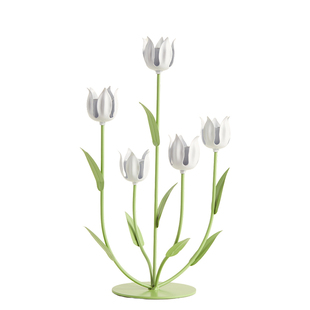 欧式花朵五头烛台长杆蜡烛金属底座家居样板间软装摆件氛围感装饰