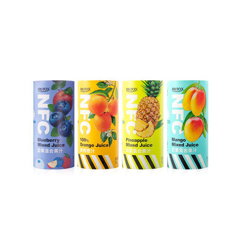 橙宝FRUTCO 非浓缩还原NFC果汁100%蓝莓混合果汁饮料195ml*12罐装