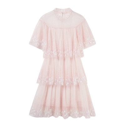 MISSCOCOON层叠重工珠片绣花蛋糕连衣裙夏新款