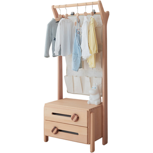 玩梦超人 儿童床头柜 挂衣架全实木榉木设计师款创意床头柜衣帽架