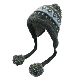 复古费尔岛提花针织套头帽子女款冬季大头围护耳毛线帽保暖雷锋帽