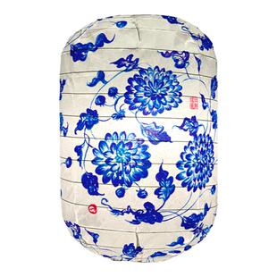 新中式国风青花瓷节庆素雅装饰民宿茶馆室内纸灯笼墙喜气拍照手提