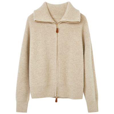 【宋佳同款】LANCY/朗姿25冬新款纯羊毛大翻领针织衫双拉链短上衣