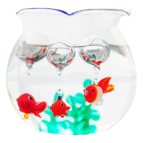 日本进口鱼缸水族水草手作硝子玻璃摆件小鱼宠物可爱卡通桌面动物