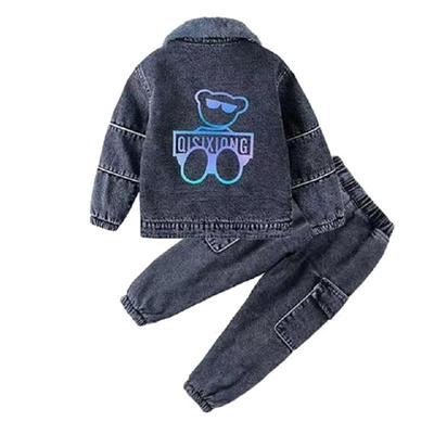 男童加绒加厚冬季套装2025新款儿童帅气酷男孩牛仔外套裤子春秋季