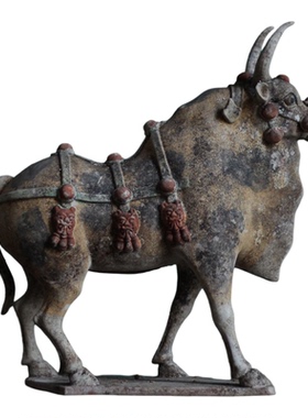 南北朝早期文化陶牛北魏北齐彩绘牛牦牛仿古动物博古架摆件摆设