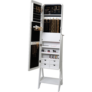 落地穿衣镜全身简约INS网红梳妆镜LED灯卧室家用化妆品首饰收纳柜