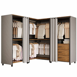 开放式衣柜卧室落地挂衣架衣橱衣服货架组合自制步入式衣帽间架子