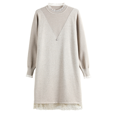 配大衣羊毛冬裙女半高领连衣裙