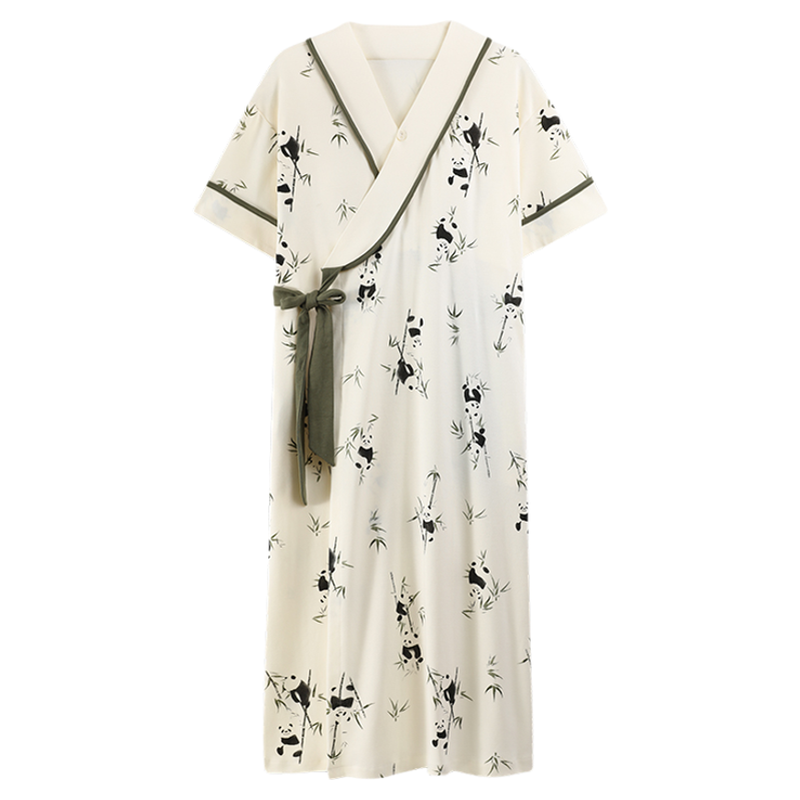 夏季短袖开衫睡袍日系睡裙家居服