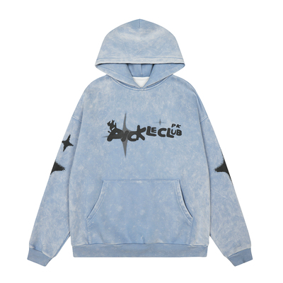 梁拌泡菜美式复古幽灵星星连帽卫衣冬季新款休闲潮流设计感帽衫