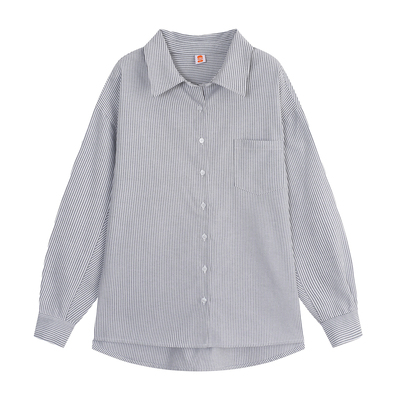 YUZI鱼子韩系衬衫条纹拼接