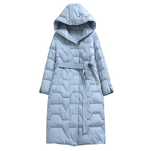 90白鸭绒轻薄羽绒服女中长款秋冬季韩版修身显瘦收腰过膝长款外套