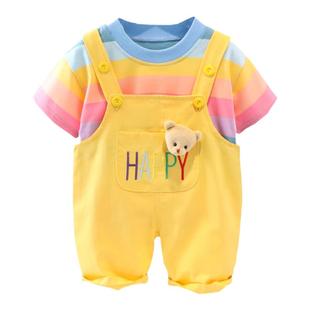 宝宝夏装1岁半5七10一8八7六9十6个月婴儿衣服男女童分体短袖套装