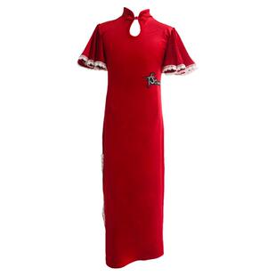 拉丁舞比赛服女儿童旗袍表演服高档复古中国风元旦喜庆演出舞蹈服