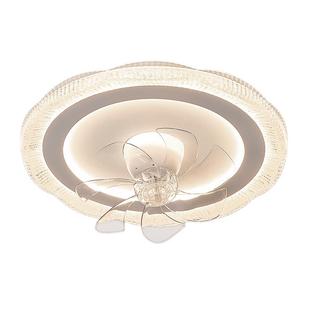 帕莎风扇灯卧室吸顶灯摇头电扇灯现代简约轻奢水晶家用房间吊扇灯