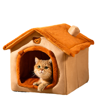 猫窝冬天保暖半封闭式安全感大号猫床宠物房子猫咪过冬睡窝狗窝