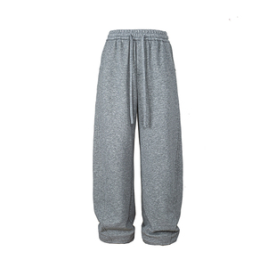 重磅加绒弯刀垂感休闲卫裤男款冬季宽松加厚慵懒松弛感裤子男秋冬