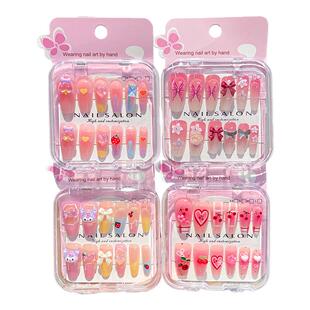 卡通儿童穿戴甲甜美可爱女童指甲贴自粘防水2025新款小女孩礼物玩具立体贴纸小学生长款显白美甲贴片软甲片