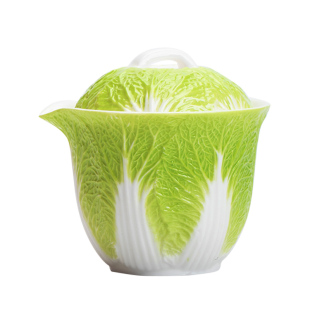 德化白瓷白菜盖碗茶杯年轻人一人饮茶碗带过滤旅行茶具套装便携式