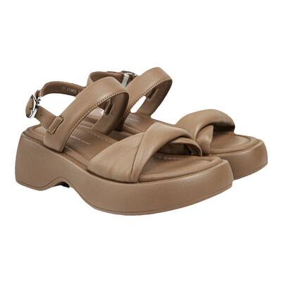 粗跟休闲一字带后绊带罗马凉鞋