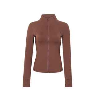 annerun瑜伽服秋冬款外穿加绒立领运动外套女小个子健身服上衣潮