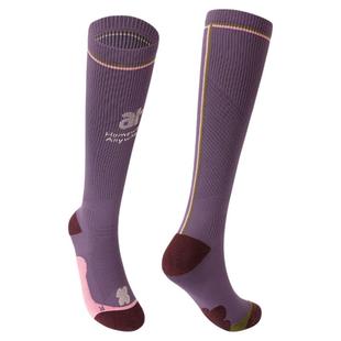 AR专业运动压力袜紫色小腿袜毛圈压缩袜健身骑行跑步加压长筒袜女