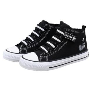 高帮加绒帆布鞋女冬季加厚保暖高腰二棉鞋子学生平底休闲加棉板鞋