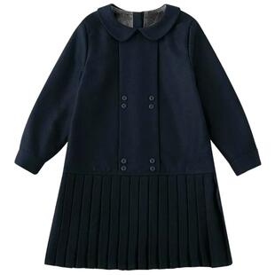 哈齿童装秋冬儿童百褶裙女孩裙子娃娃领加绒直筒女童长袖连衣裙厚