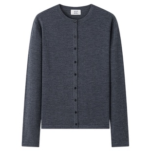 JCLP金纯良品 2025秋冬新款 美丽诺羊毛圆领针织开衫叠穿精致保暖