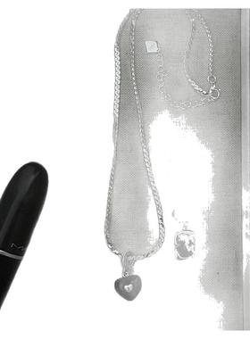 s925纯银麻花蛇骨链自由搭配爱心黑玛瑙方框椭圆吊坠项链毛衣