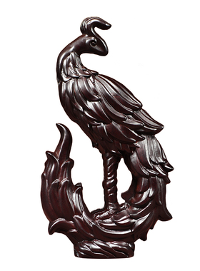 花梨木雕吉祥凤凰新婚送礼摆件